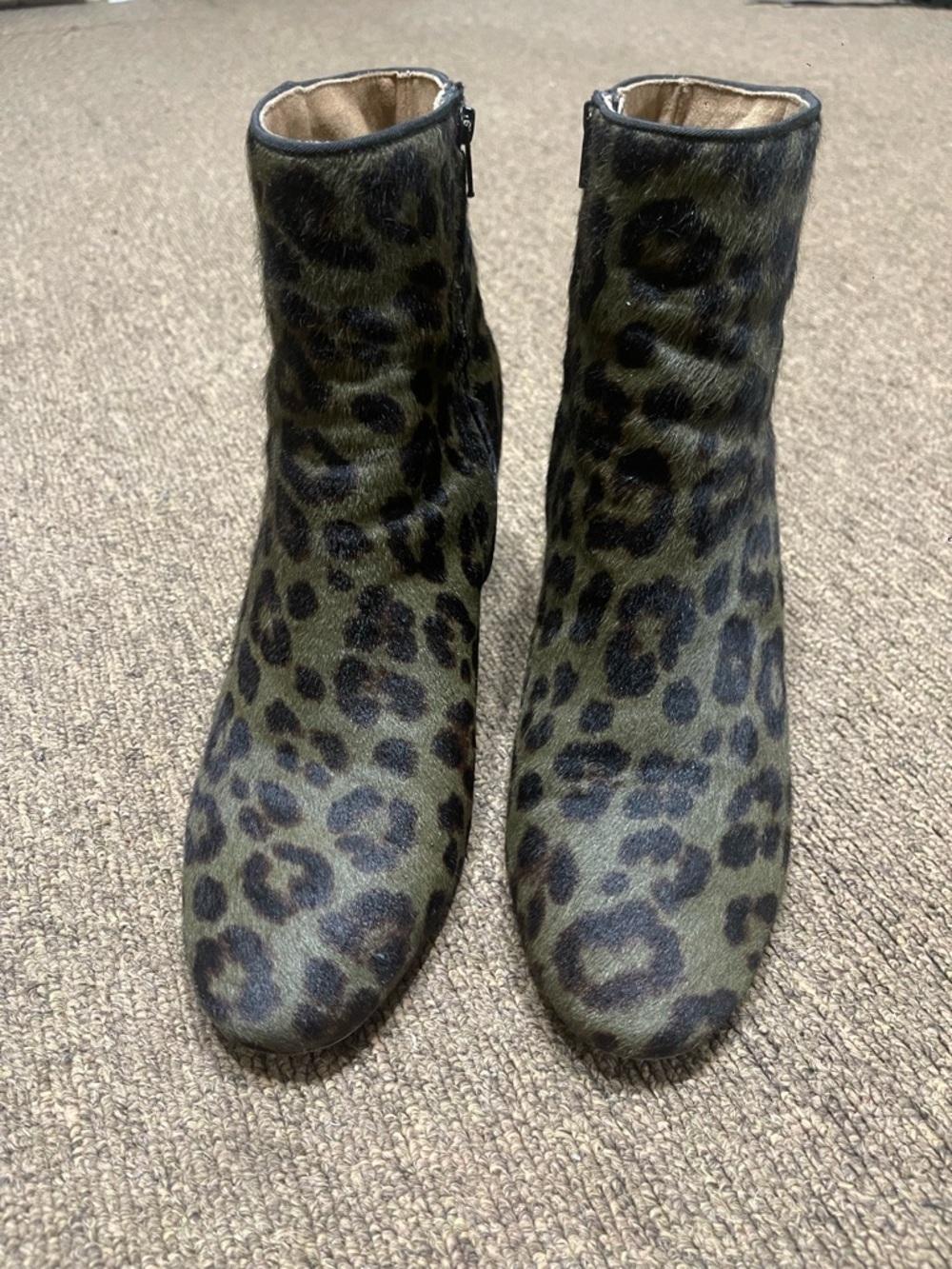 Banana Republic Olive Green Leopard Print Ankle Boots